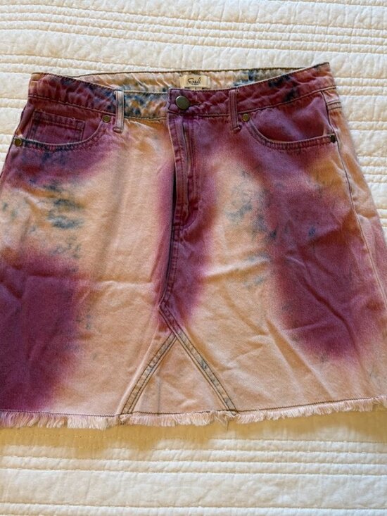 easel Dresses & Skirts - Easel Los Angeles Tie Dye Denim Skirt Frayed Hem Festival Muse Midi Sz L